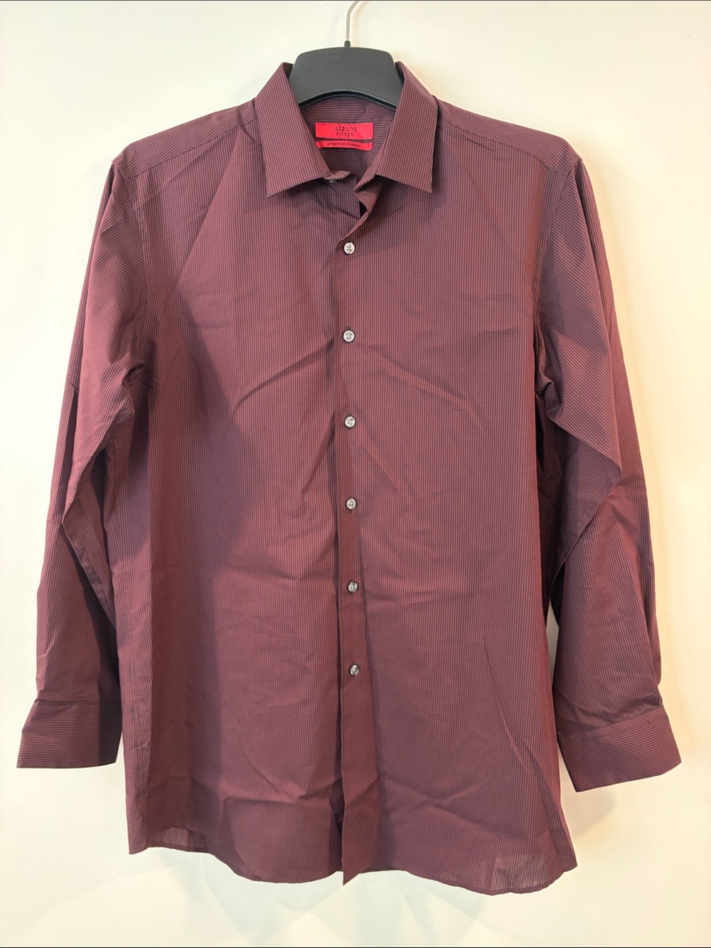 Alfani Men's Burgundy Long-Sleeve Dress Shirt